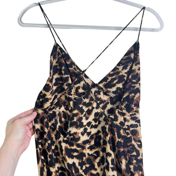 Endless Summer Harper Slip Dress Midi Leopard Open Back Slit Semi-Sheer Small S - Picture 6 of 15